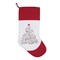 Dog Themed Embroidered Christmas Stocking on White Background with Red Cuff Features Dog Face Christmas Tree Stocking 20.0 in.